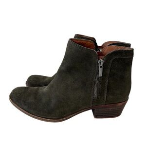 Lucky Brand Breah Olive Suede Heeled Ankle Boots Size 9